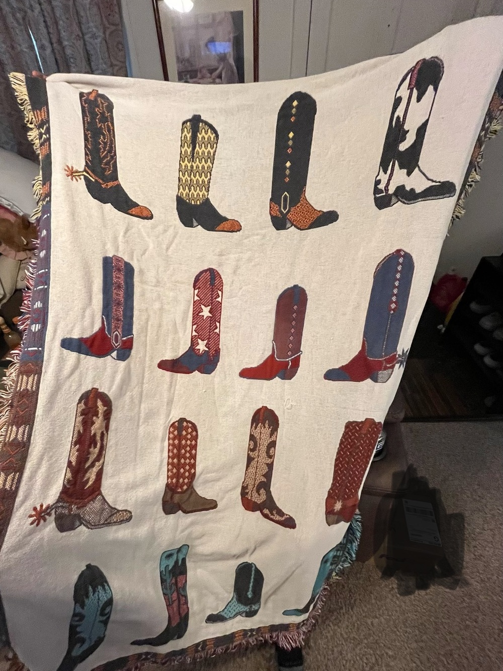 Cute Cowboy Boot Throw Blanket